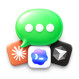 Logo d’iMessage Connector : une bulle de message verte devant les icônes de Claude Code, Codex et Cursor